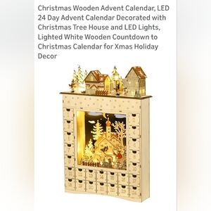 Wooden LED Advent Calendar with Christmas Scene